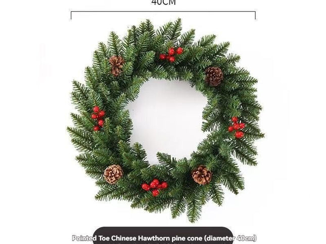 Artificial Christmas Wreath with Red Berries & Pine Cones ‚Äì Red, 30cm