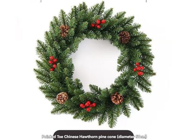 Christmas wreath, artificial wreath, red berries, pine cones, 30CM wreath, Christmas decoration, festive home decor, wreath for door, holiday centrepiece - Red - Size 40CM