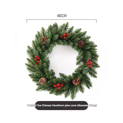Christmas wreath, artificial wreath, red berries, pine cones, 30CM wreath, Christmas decoration, festive home decor, wreath for door, holiday centrepiece - Red - Size 50CM