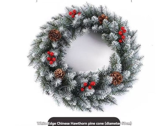 Christmas wreath, artificial wreath, red berries, pine cones, 30CM wreath, Christmas decoration, festive home decor, wreath for door, holiday centrepiece - White - Size 40CM
