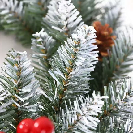 Christmas wreath, artificial wreath, red berries, pine cones, 30CM wreath, Christmas decoration, festive home decor, wreath for door, holiday centrepiece - White - Size 40CM
