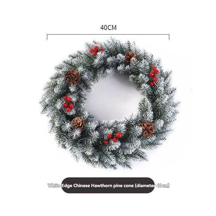 Christmas wreath, artificial wreath, red berries, pine cones, 30CM wreath, Christmas decoration, festive home decor, wreath for door, holiday centrepiece - White - Size 50CM