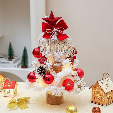 mini desktop Christmas tree, flocked pink Christmas tree, Christmas tree set, Christmas decorations, DIY Christmas tree, Christmas gift, office Christmas decor, festive tabletop tree - Christmas - Size 1