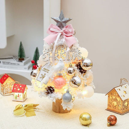 mini desktop Christmas tree, flocked pink Christmas tree, Christmas tree set, Christmas decorations, DIY Christmas tree, Christmas gift, office Christmas decor, festive tabletop tree - Christmas - Size 3