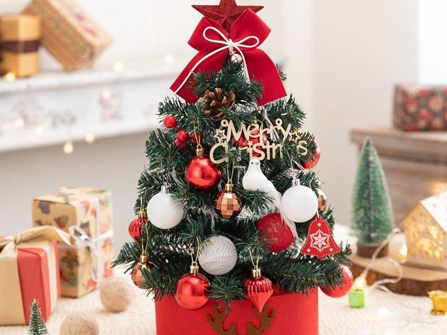 Mini Desktop Christmas Tree Flocked Pink Christmas Tree Christmas Tree Set - Golden Coffee - Size 60cm