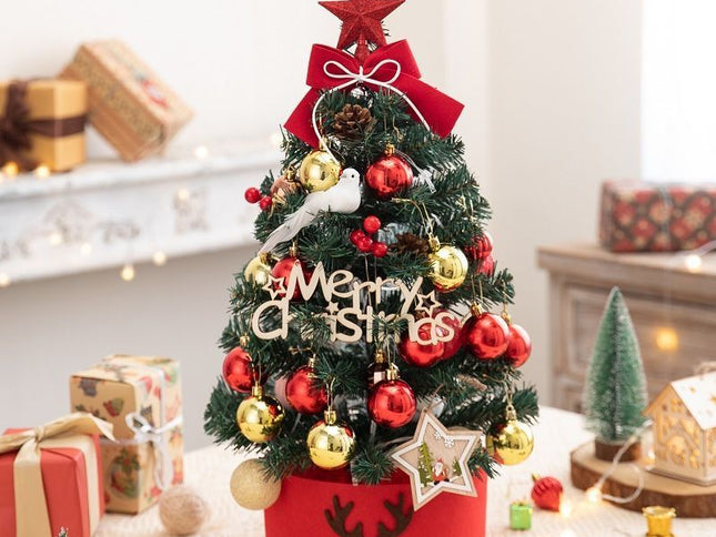 Mini Desktop Christmas Tree Flocked Pink Christmas Tree Christmas Tree Set - Golden Coffee - Size 60cm