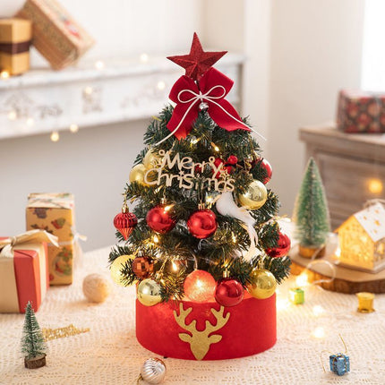 Mini Desktop Christmas Tree Flocked Pink Christmas Tree Christmas Tree Set - red and white - Size 45cm