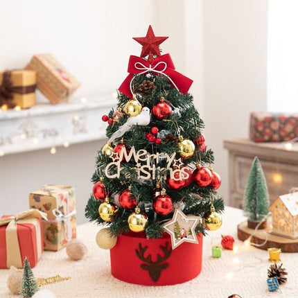 Mini Desktop Christmas Tree Flocked Pink Christmas Tree Christmas Tree Set - red and white - Size 60cm