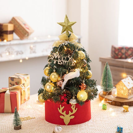 Mini Desktop Christmas Tree Flocked Pink Christmas Tree Christmas Tree Set - red and white - Size 60cm