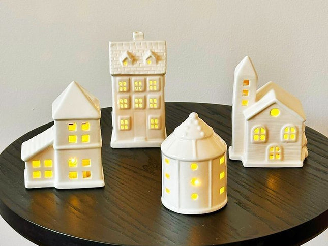 ceramic christmas tree, lit up house ornaments, nordic christmas decor, christmas table centerpiece, festive holiday ornaments, australia christmas decorations - White - Size 1