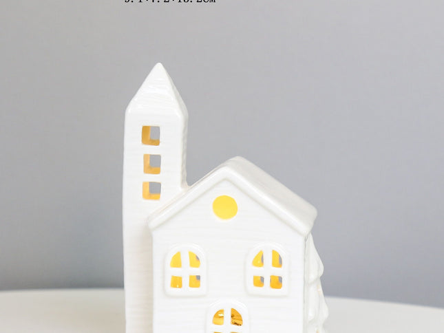 ceramic christmas tree, lit up house ornaments, nordic christmas decor, christmas table centerpiece, festive holiday ornaments, australia christmas decorations - White - Size 3
