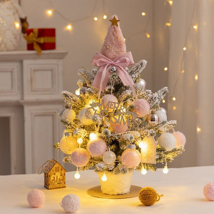 mini desktop Christmas tree, flocked pink Christmas tree, Christmas tree set, Christmas decorations, DIY Christmas tree, Christmas gift, office Christmas decor, festive tabletop tree - Christmas - Size 2
