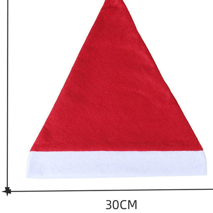 adult christmas hats, christmas party hats, outdoor christmas decorations, festive hats, santa hats, christmas accessories, red and white santa hat, fluffy pom pom hat - Red - Size 20PCS