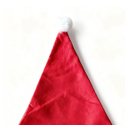 adult christmas hats, christmas party hats, outdoor christmas decorations, festive hats, santa hats, christmas accessories, red and white santa hat, fluffy pom pom hat - Red - Size 20PCS