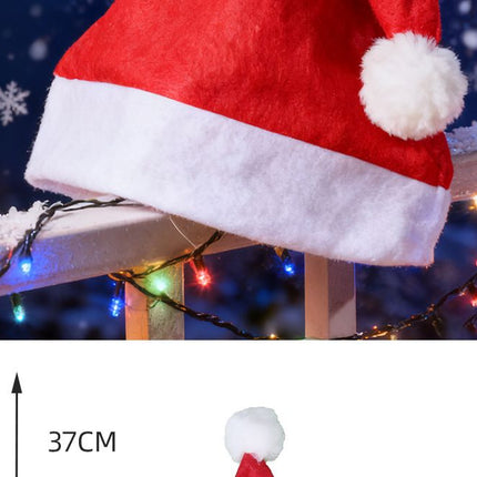adult christmas hats, christmas party hats, outdoor christmas decorations, festive hats, santa hats, christmas accessories, red and white santa hat, fluffy pom pom hat - Red - Size 20PCS