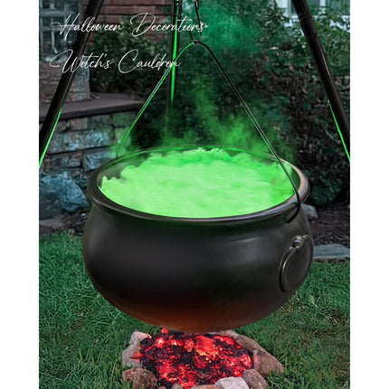 Halloween Decorations Outdoor - Large Witches Cauldron on 54" Tripod | Hocus Pocus Candy Bucket, Halloween Decor, Black Plastic Bowl, Home Party Room Decor , Indoor Outside Yard Lawn Use