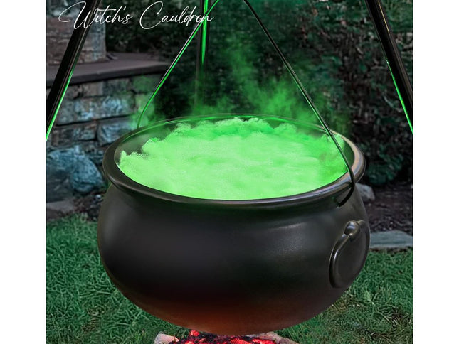 Halloween Witches Cauldron Candy Bucket with 54in Tripod ‚Äì Black Plastic