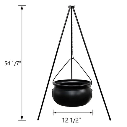 Halloween Decorations Outdoor - Large Witches Cauldron on 54" Tripod | Hocus Pocus Candy Bucket, Halloween Decor, Black Plastic Bowl, Home Party Room Decor , Indoor Outside Yard Lawn Use