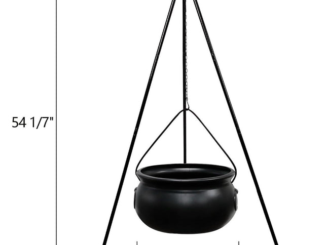 Halloween Witches Cauldron Candy Bucket with 54in Tripod ‚Äì Black Plastic