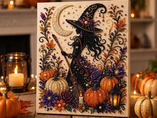Halloween Pearl Diamond Painting Kit with Frame ‚Äì 6 Pieces, Multicolour