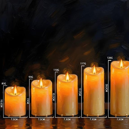 Battery Operated Candles with Timer in Waterproof Flameless Led Pillar Candles, Small, Slim Electric Fake Lights for Wedding Halloween Christmas Table Centerpieces - Yellow - Size 5Pack