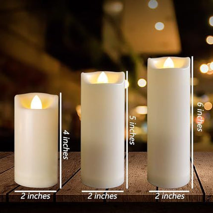 Battery Operated Candles with Timer in Waterproof Flameless Led Pillar Candles, Small, Slim Electric Fake Lights for Wedding Halloween Christmas Table Centerpieces - Yellow - Size 5Pack