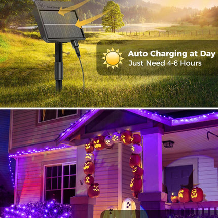 Solar String Lights Outdoor, 2 Pack LED Solar Outdoor Lights | Solar Fairy Lights with 8 Lighting Modes, Waterproof Solar Christmas Halloween  Lights for Outside Tree Garden Balcony Gazebo Party - Purple - Size 72ft 200-LED String Light