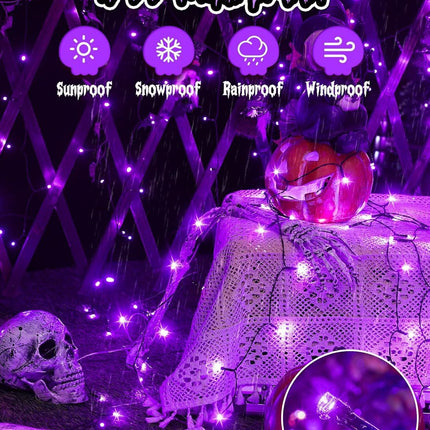 Solar String Lights Outdoor, 2 Pack LED Solar Outdoor Lights | Solar Fairy Lights with 8 Lighting Modes, Waterproof Solar Christmas Halloween  Lights for Outside Tree Garden Balcony Gazebo Party - Purple - Size 105ft 300-LED String Light