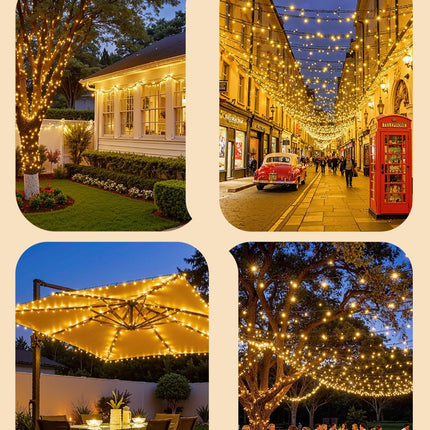 Solar String Lights Outdoor, 2 Pack LED Solar Outdoor Lights | Solar Fairy Lights with 8 Lighting Modes, Waterproof Solar Christmas Halloween  Lights for Outside Tree Garden Balcony Gazebo Party - Warm White - Size 72ft 200-LED String Light