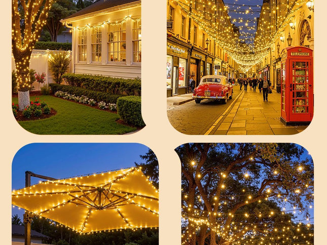 Solar String Lights Outdoor, 2 Pack LED Solar Outdoor Lights | Solar Fairy Lights with 8 Lighting Modes, Waterproof Solar Christmas Halloween  Lights for Outside Tree Garden Balcony Gazebo Party - Warm White - Size 105ft 300-LED String Light