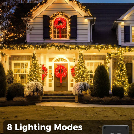 Solar String Lights Outdoor, 2 Pack LED Solar Outdoor Lights | Solar Fairy Lights with 8 Lighting Modes, Waterproof Solar Christmas Halloween  Lights for Outside Tree Garden Balcony Gazebo Party - Warm White - Size 105ft 300-LED String Light
