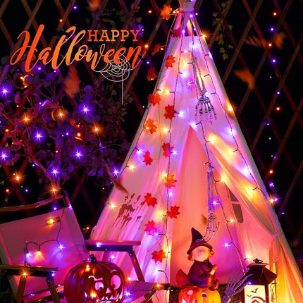 Solar String Lights Outdoor, 2 Pack LED Solar Outdoor Lights | Solar Fairy Lights with 8 Lighting Modes, Waterproof Solar Christmas Halloween  Lights for Outside Tree Garden Balcony Gazebo Party - Orange Purple - Size 72ft 200-LED String Light
