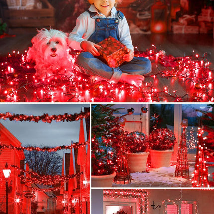 Solar String Lights Outdoor, 2 Pack LED Solar Outdoor Lights | Solar Fairy Lights with 8 Lighting Modes, Waterproof Solar Christmas Halloween  Lights for Outside Tree Garden Balcony Gazebo Party - Red - Size 72ft 200-LED String Light