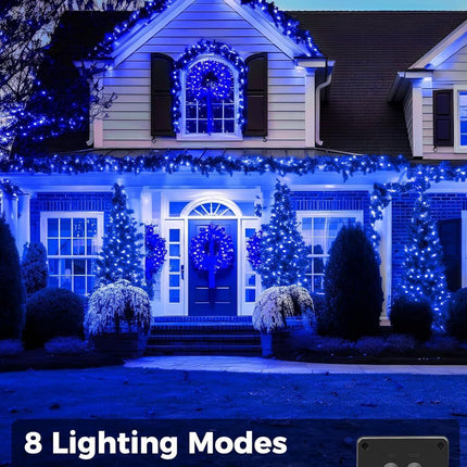 Solar String Lights Outdoor, 2 Pack LED Solar Outdoor Lights | Solar Fairy Lights with 8 Lighting Modes, Waterproof Solar Christmas Halloween  Lights for Outside Tree Garden Balcony Gazebo Party - Blue - Size 72ft 200-LED String Light