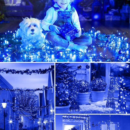 Solar String Lights Outdoor, 2 Pack LED Solar Outdoor Lights | Solar Fairy Lights with 8 Lighting Modes, Waterproof Solar Christmas Halloween  Lights for Outside Tree Garden Balcony Gazebo Party - Blue - Size 72ft 200-LED String Light