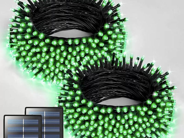 Solar String Lights Outdoor, 2 Pack LED Solar Outdoor Lights | Solar Fairy Lights with 8 Lighting Modes, Waterproof Solar Christmas Halloween  Lights for Outside Tree Garden Balcony Gazebo Party - Green - Size 72ft 200-LED String Light
