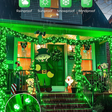 Solar String Lights Outdoor, 2 Pack LED Solar Outdoor Lights | Solar Fairy Lights with 8 Lighting Modes, Waterproof Solar Christmas Halloween  Lights for Outside Tree Garden Balcony Gazebo Party - Green - Size 105ft 300-LED String Light