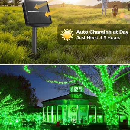 Solar String Lights Outdoor, 2 Pack LED Solar Outdoor Lights | Solar Fairy Lights with 8 Lighting Modes, Waterproof Solar Christmas Halloween  Lights for Outside Tree Garden Balcony Gazebo Party - Green - Size 105ft 300-LED String Light