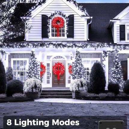 Solar String Lights Outdoor, 2 Pack LED Solar Outdoor Lights | Solar Fairy Lights with 8 Lighting Modes, Waterproof Solar Christmas Halloween  Lights for Outside Tree Garden Balcony Gazebo Party - White - Size 72ft 200-LED String Light