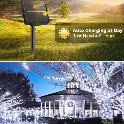 Solar String Lights Outdoor, 2 Pack LED Solar Outdoor Lights | Solar Fairy Lights with 8 Lighting Modes, Waterproof Solar Christmas Halloween  Lights for Outside Tree Garden Balcony Gazebo Party - White - Size 72ft 200-LED String Light