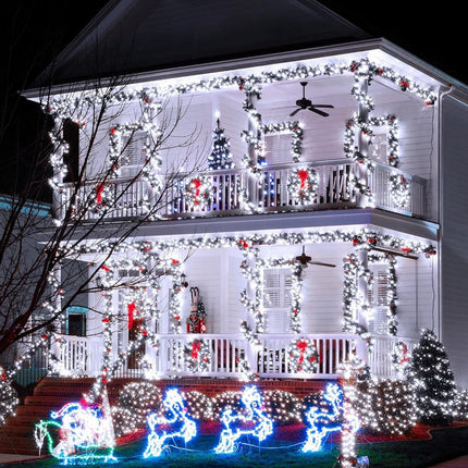 Solar String Lights Outdoor, 2 Pack LED Solar Outdoor Lights | Solar Fairy Lights with 8 Lighting Modes, Waterproof Solar Christmas Halloween  Lights for Outside Tree Garden Balcony Gazebo Party - White - Size 72ft 200-LED String Light
