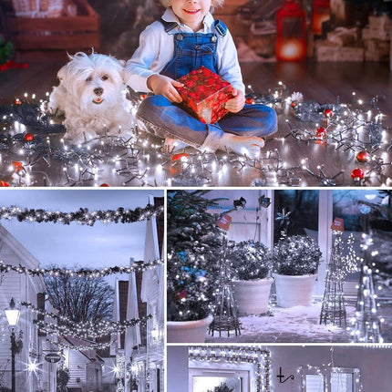Solar String Lights Outdoor, 2 Pack LED Solar Outdoor Lights | Solar Fairy Lights with 8 Lighting Modes, Waterproof Solar Christmas Halloween  Lights for Outside Tree Garden Balcony Gazebo Party - White - Size 72ft 200-LED String Light