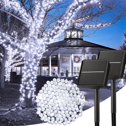 Solar String Lights Outdoor, 2 Pack LED Solar Outdoor Lights | Solar Fairy Lights with 8 Lighting Modes, Waterproof Solar Christmas Halloween  Lights for Outside Tree Garden Balcony Gazebo Party - White - Size 105ft 300-LED String Light