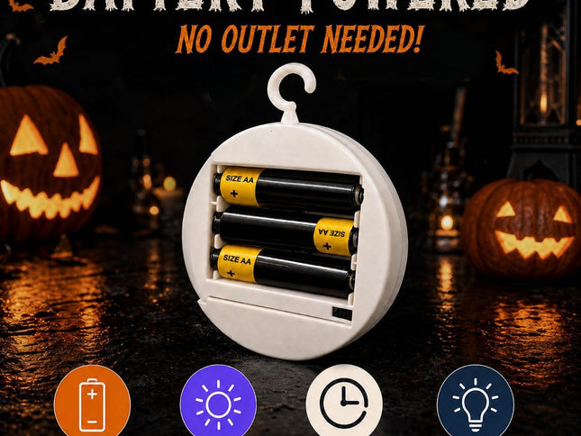 5 Pack Halloween Pumpkin Window Lights, Battery-Powered | Halloween Decorations with Suction Cups, 8 Color-Changing Modes, and Timer Function - Orange