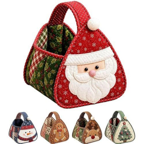 Foldable Quilted Christmas Storage Basket ‚Äì Multicolour, Santa
