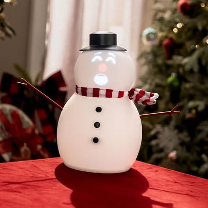 Talking Animated Snowman with Built in Projector & Speaker, Moving Mouth, Light Up Face, Plug & Play Christmas Holiday Decoration - White - Size 20cm