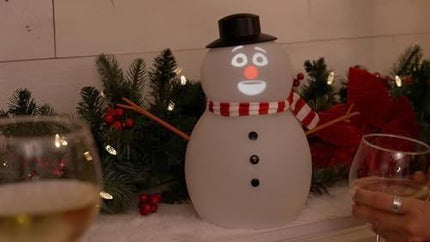 Talking Animated Snowman with Built in Projector & Speaker, Moving Mouth, Light Up Face, Plug & Play Christmas Holiday Decoration - White - Size 20cm
