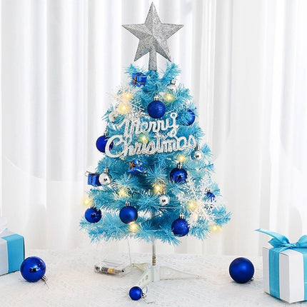 Mini Christmas Tree, Small Artificial Xmas Tree – Perfect for Christmas Decor, Home Decor, Tabletop Display, Office Desk, Party Centerpiece, Windowsill, Mantel, and Year-Round Festive Setting - Blue - Size 45cm