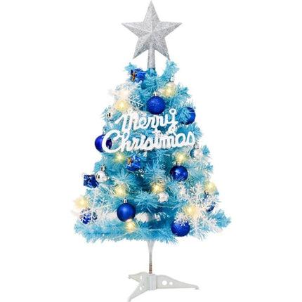 Mini Christmas Tree, Small Artificial Xmas Tree – Perfect for Christmas Decor, Home Decor, Tabletop Display, Office Desk, Party Centerpiece, Windowsill, Mantel, and Year-Round Festive Setting - Blue - Size 45cm