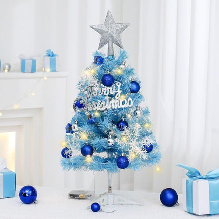 Mini Christmas Tree, Small Artificial Xmas Tree – Perfect for Christmas Decor, Home Decor, Tabletop Display, Office Desk, Party Centerpiece, Windowsill, Mantel, and Year-Round Festive Setting - Blue - Size 60cm